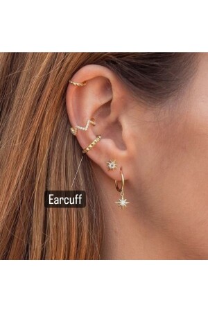 Altın Kaplama Gold Ince Earcuff Sıkıştırma Kıkırdak - 2