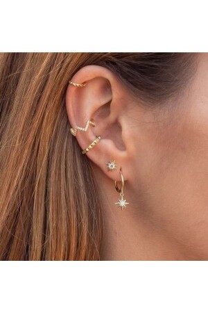 Altın Kaplama Gold Ince Earcuff Sıkıştırma Kıkırdak - 5