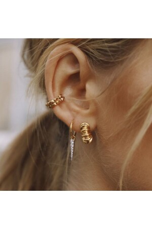 Altın Kaplama Gold Ince Earcuff Sıkıştırma Kıkırdak - 6