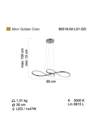 Alva LED Desktop Gold Pendelleuchte 80518-02-lo1-gd HT023 - 5