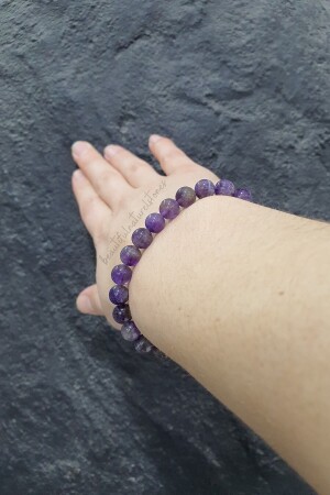 Amethyst-Naturstein-Armband 8 mm (mit Naturstein-Geschenk) (Positive Energie – böser Blick – Lebensfreude) - 2