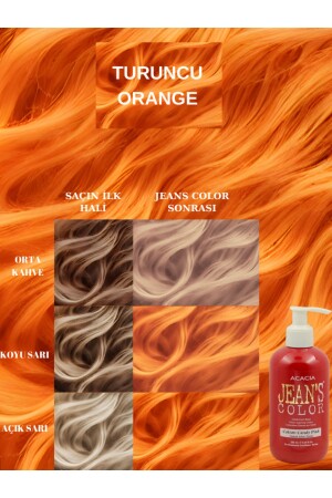 Ammoniakfreies farbiges Haarfärbemittel Orange 250 ml. Geruchloser orangefarbener Haarfarbstoff auf Wasserbasis - 2