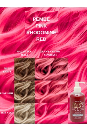 Amonyaksız Pembe Renkli Saç Boyası 250 ml Kokusuz Su Bazlı Pink Rhodomine Red Hair Dye - 1