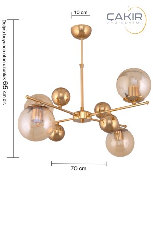 Anhänger 4 Stück Kugel Honig Glas Gold Gelb Pendelleuchte Çakır Kronleuchter TYC00380780817 - 4