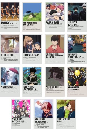 Anime-Wandposter-Set – Manga-Poster-Collage-Set – 60-teilig – selbstklebende Rückseite – Box-Set - 6