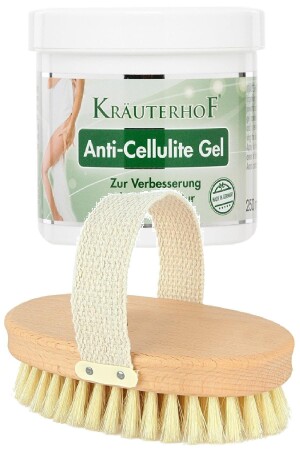 Anti-Cellulite-Bürste aus natürlichem Rosshaar + Krauterhof Anti-Cellulite-Cellulite-Gel 250 ml - 2