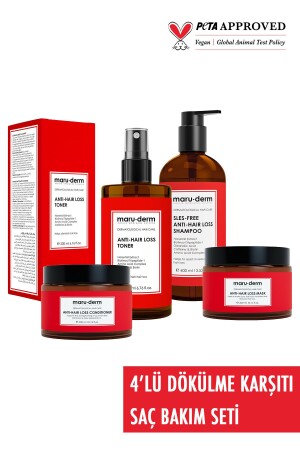 Anti-Haarausfall-Haarpflege-Set mit 4 Stück – Anti-Haarausfall-Shampoo – Spülung – Haarmaske – Haarwasser - 2