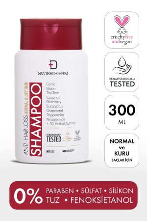 Anti-Haarausfall-Shampoo – normales und trockenes Haar – vegan – sulfatfrei und salzfrei gegen Haarausfall, 300 ml - 2