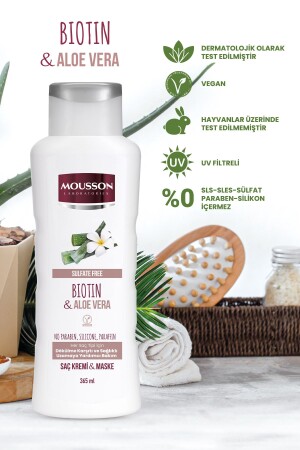 Anti-Haarausfall und Haarwachstum unterstützende Haarpflegecreme und -maske mit Biotin und Aloe Vera 365 ml - 2