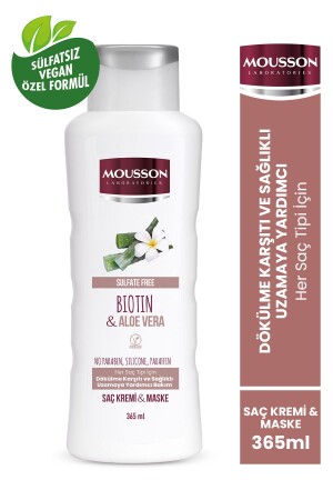 Anti-Haarausfall und Haarwachstum unterstützende Haarpflegecreme und -maske mit Biotin und Aloe Vera 365 ml - 4