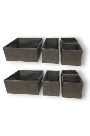 Antrasit 8'li Çekmece Içi Düzenleyici Organizer Set - Çok Amaçlı Dolap Içi Kutu Seti - 1