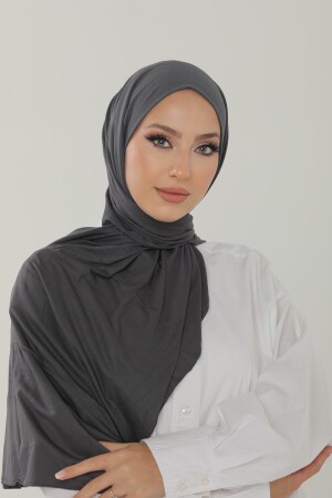 Antrasit Luxury Penye Şal - Kadın Tesettür Jersey Hijab Lycra Shawl - 3