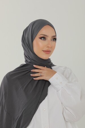 Antrasit Luxury Penye Şal - Kadın Tesettür Jersey Hijab Lycra Shawl - 5