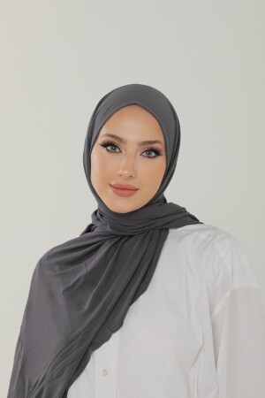 Antrasit Luxury Penye Şal - Kadın Tesettür Jersey Hijab Lycra Shawl - 6