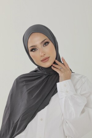 Antrasit Luxury Penye Şal - Kadın Tesettür Jersey Hijab Lycra Shawl - 8