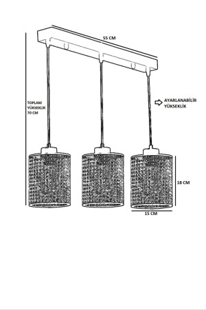 April 3-reihige Rattan-Pendelleuchte 8577-6 - 6