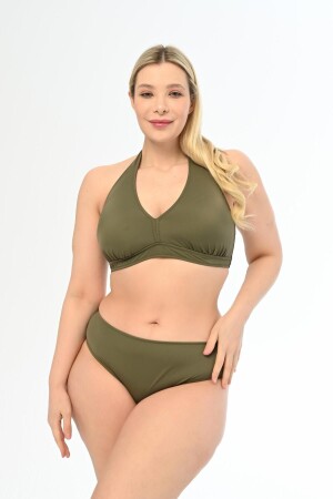 Aquaviva Damen-Bikini-Set „Elena“ in Khaki-Grün mit Neckholder und Triangel-Ausschnitt in Übergröße - 1