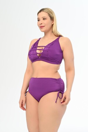 Aquaviva Damen-Bikini-Set „Venezia Cross String“ in Lila, groß, mit tiefem Ausschnitt - 1