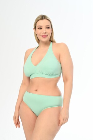 Aquaviva Kadın Mint Büyük Beden Boyundan Bağlı Üçgen Elena Bikini Takımı - 1