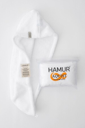 Aquist Bone Towel Geknöpftes Haartrockentuch Haarkappe Weiß E63BN0350677HM - 2