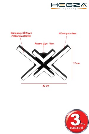 Arana ( Siyah Kasa, Beyaz Işık ) Ledli Modern Plafonyer Led Avize, Salon, Mutfak, Oturma Odası Arana-Siyah - 6