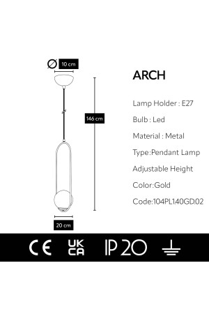 Arch Sarkıt Modern Tasarım Gold Avize 104PL1.40GD.02 - 8