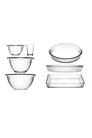 Arda Turkmenische Zubereitungsschüssel – Pyrex-Tablett-Set, 7-teilig, Fma05289, Fma03121, Fma04596, Größe 012 - 2