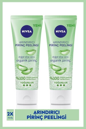 Arındırıcı Organik Pirinç Peelingi Ve Yüz Temizleme Jeli, Aloe Vera Ile Yüz Bakım,75ml X2 Adet SET.NVE.493 - 3