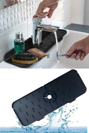 Arispa Schwarze Wasserfalle, Wasserhahnmatte, schützende Spülbeckenmatte, Spülschwammmatte für Küche und Badezimmer - 2