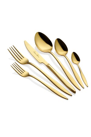 Arles 36-teiliges goldenes Gabel-Löffel-Messer-Set für 6 Personen arles36prctitcay - 2