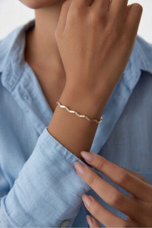 Armband aus 14 Karat Gold mit Wasserwellen-Halbsteinen - 1