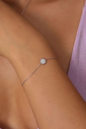 Armband aus 925er-Sterlingsilber mit Kette und weißem Zirkonstein-Sonnenmodell - 2