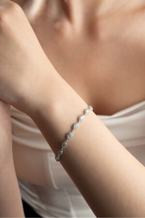 Armband aus 925er-Sterlingsilber mit rhodinierten weißen Tropfen und Zirkonsteinen - 6