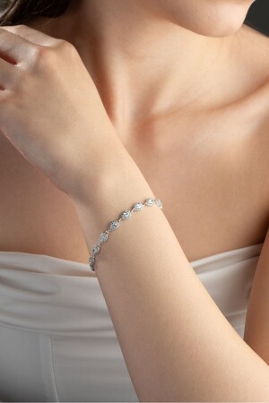 Armband aus 925er-Sterlingsilber mit rhodinierten weißen Tropfen und Zirkonsteinen - 7