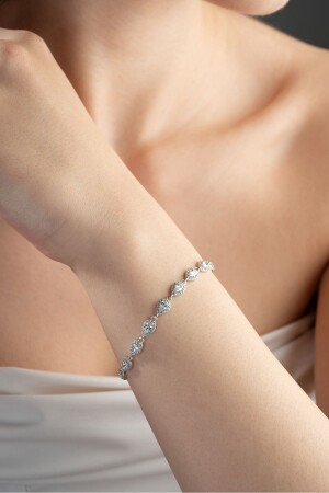 Armband aus 925er-Sterlingsilber mit rhodinierten weißen Tropfen und Zirkonsteinen - 8