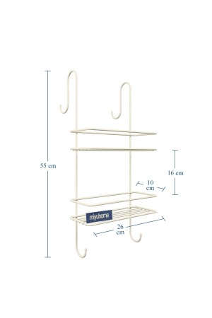 Asılabilir Lüks Banyo Rafı Kancalı Şampuanlık Paslanmaz Duşakabin Rafı Delmeden Asılır Duş Rafı BEJ - 8