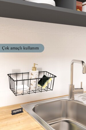 Asılabilir Yapışkanlı Sepet Mutfak Düzenleyici Banyo Rafı Çok Amaçlı Organizer - 2