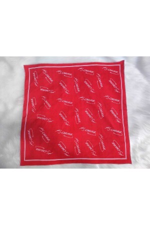 Atatürk signierter quadratischer Bandana-Schal aus rotem Seidensatin - 4