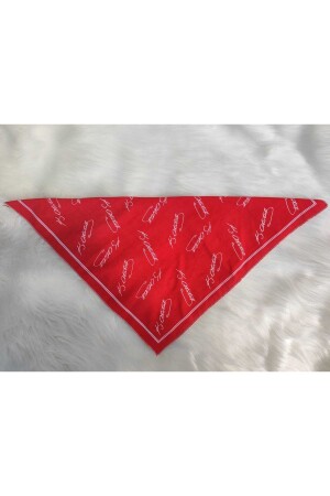 Atatürk signierter quadratischer Bandana-Schal aus rotem Seidensatin - 5