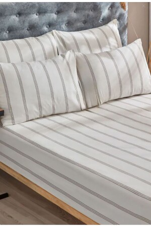 Atlantis elastisches Bettlaken-Set für Doppelbett, King-Size-Größe, gestreiftes Muster - 4