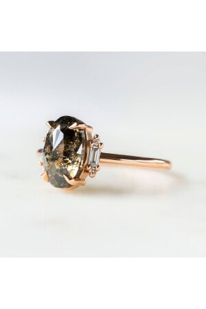 Aubrey Rohdiamant-Diamant-Vintage-Solitärring - 5