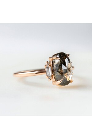 Aubrey Rohdiamant-Diamant-Vintage-Solitärring - 6