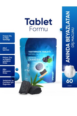 Aufhellende Aktivkohle-Zahnpasta-Tablette – natürliche und effektive Aufhellung, 60 Tabletten - 2