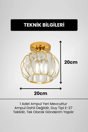 Aurora Model Gold Kaplama Kristal Taşlı Metal Gövde Modern Her Alana Uygun Lüx Plafonyer Avize - 4