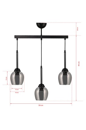 Ausgestellter Dreifach-Hängelampen-Kronleuchter mit schwarzem Rauchglas DDCKÜÇSRKFC - 6