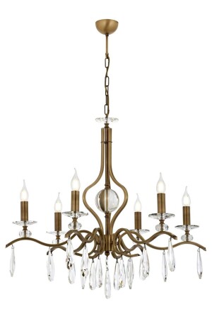 Av-60394-6e Eskitme Kaplama Klasik Avize E14 Metal Kristal 80cm AV-60394-6E - 3