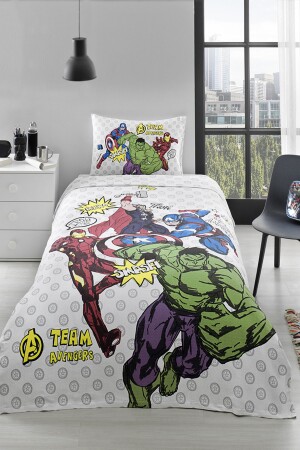 Avengers Team Tek Kişilik Disney Lisanslı Lastikli Fitted Çarşaf Çocuk Pike Takımı - 1