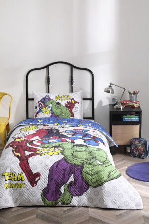 Avengers Team Tek Kişilik Disney Lisanslı Lastikli Fitted Çarşaf Kapitone Çocuk Nevresim Tak PR-EVTEKSTILI-52562901327 - 4