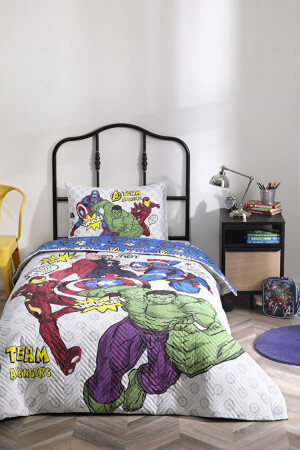 Avengers Team Tek Kişilik Disney Lisanslı Lastikli Fitted Çarşaf Kapitone Çocuk Nevresim Tak PR-EVTEKSTILI-52562901327 - 6