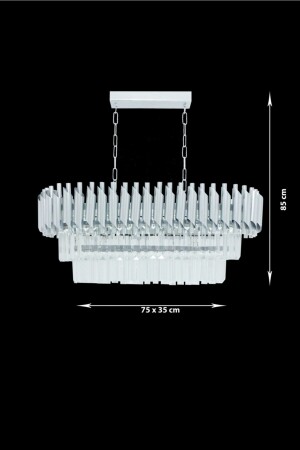 Avizade Roza Gümüş 75x35 Cm Lik Kristal Taşlı Lüks Avize YGK32 - 4